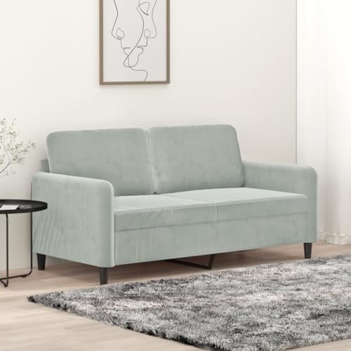CIADAZ 2-Sitzer-Sofa Hellgrau 140 cm Samt, Loungesofa, Sofas & Couches, Relaxsofa, Couch für Wohnzimmer, Couch Mit - 359442