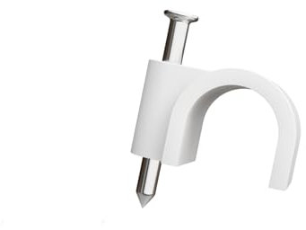 rhinocables Round Cable Clips 100 Pack Cable Management Clamps Wall Tidy Clips 4mm, 5mm, 6mm, 7mm, 8mm Wire for Ethernet, Telephone, TV and other cables (White, 8mm)