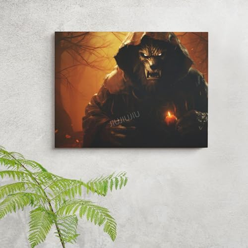 JIUJIUJIU Home Office Wall Art Poster Werewolf Canvas Painting Artwork Decoration Mural For Living Room