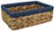 Rectangular Water Hyacinth Small baskets for storage Natural and Blue wicker basket shelves open Decorative gift box Small bathroom mini tray makeup bathroom Kitchen organiser (1, Medium 28cm)