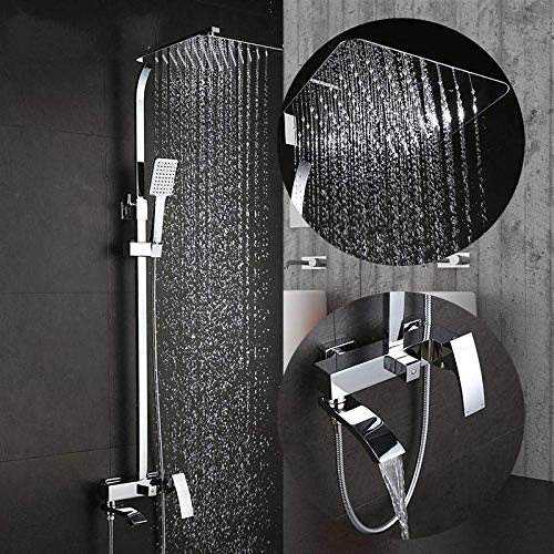 RASOANOA Badezimmer-Duschset, Badewannenarmaturen, Badewannenarmaturen, Duschmischbatterie, Badewanne, Duscharmaturen, Wasserfall-Duschkopf, Wandmischer, Torneira-Hahn, Duschsystem Ambitious
