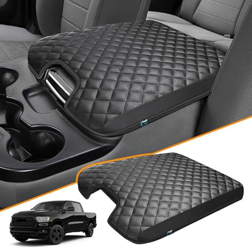 GAWAF Mittelkonsolen-Abdeckung, kompatibel mit Dodge Ram 1500 & 2013-2023 Ram 2500/3500/1500, klassisches Modell für Sprungsitzkonsole, bequemer Armlehnenbezug, maßgeschneidertes Autozubehör
