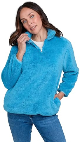 Amber Ladies Half Zip Borg Fleece Sweatshirt with Side Pockets Denim