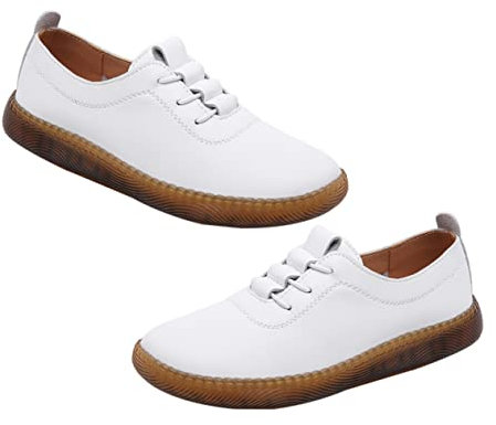 VALICLUD Damenschuhe Leder Sportschuhe Atmungsaktive Damen Flache Schuhe Stilvolle Ausgefallene Sneakers
