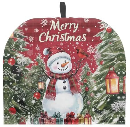 TOADDMOS Merry Christmas Teapot Cozy Cover Snowman Cardinal Insulated Teapot Cozy Decorative Coffee Pot Cover for Hotel Tea Party Restaurant Decor
