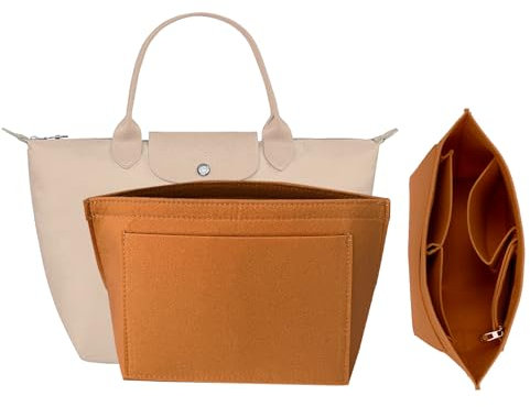 XSDSLS Organisateur de Sac en Feutre Organiseur de sac à main pour sac Le pliage Femme Organiseur de sac Rangement pour Sac Longchamp (Chameau, M)