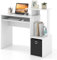 GIANTEX Escritorio de Ordenador con Bandeja de Teclado, con Soporte de Impresora, Estante Abierto y Cajón de Tela, 100 x 40 x 87 cm, Mesa Compacta para Oficina, Dormitorio, Blanco