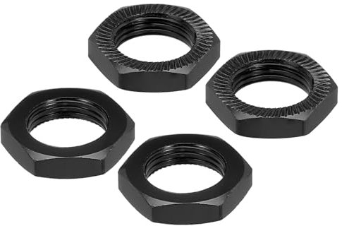 QUARKZMAN Dado Ruota RC in Alluminio 17mm Filetto M12x1.0mm Dado Esagonale Ruota RC per Modellini Auto 1/8 Camion Fuoristrada Parti di Aggiornamento Confezione da 4 (Nero)