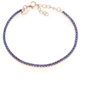 Louis Ciocchetti dal 1887 Bracciale Tennis Argento Rosato 925 con Zirconi 5A, Gioiello Elegante RegolabilenDonna, Idea Regalo Raffinata con Packaging Lusso, Qualità Made in Italy (Blu, 2mm)