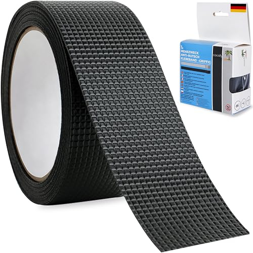 cocofy Mehrzweck Anti-Rutsch Grip Klebeband aus Gummi, schwarz, Gummistreifen selbstklebend 5x300 cm – nicht abrasiv, wasserfest, BPA frei [NEUHEIT 2025]