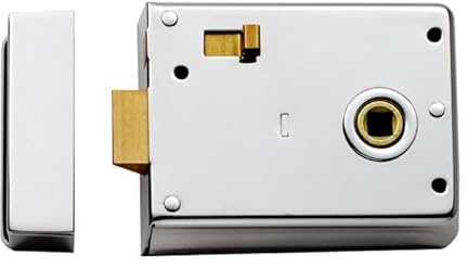 Kooples Hardware RLE8043 Rim Latch with Snib – Surface Mounted Door Latch for Timber Doors – Interior Latch Lock with Internal Snib (Polished Chrome)