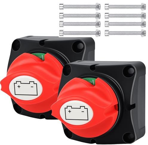 2 Stück Batterie Trennschalter, 300A Hauptschalter Stromschalter(24-48V), für Boot Motorrad Yacht Auto KFZ Marine Caravan