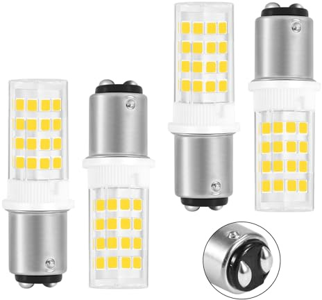BA15D-Sockel, Doppelkontakt-LED, 230 V, 3 W entspricht einer 40-W-Halogenlampe, Ersatzlampe für Nähmaschinen, Haushaltslampe, flimmerfrei, nicht dimmbar, 360°, 400 Lumen(Warm 3000k, 4er-Pack)