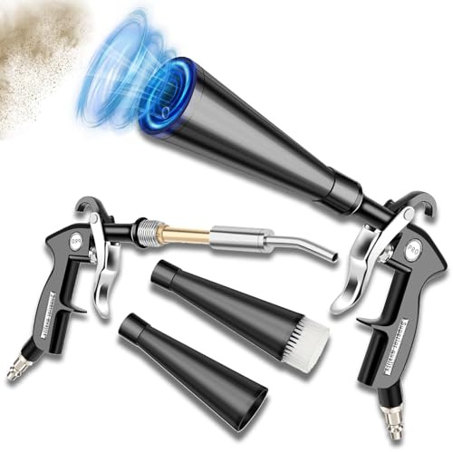 YUEWO Pistola Per a Pulizia a Secco,Pistola Aria Compressa Alta Pressione Con 2 Set Di Ugelli Per Pulizia Auto Interni、sedili a Pistola compressore Aria