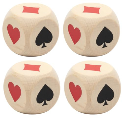 YIPFEN 4er-Pack Bellot-Würfel, Spielwürfel, Massivholz, geeignet für Bellot-Spiele (3 cm)