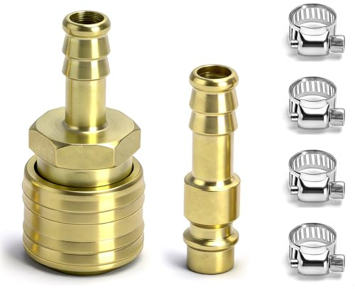 Lot de 6 raccords cannelés 10 mm – Raccords métalliques robustes pour tuyaux d’air et d’eau – Idéal comme raccord de compression, connecteur rapide pneumatique et adaptateur polyvalent