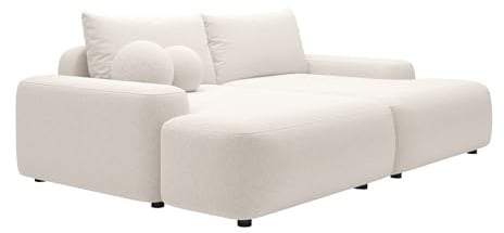 Vente-unique-Sofa 3-Sitzer, Tiefe Sitzfläche - Melierter Stoff Creme - DAVISO