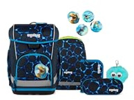 ergobag cubo Light Bundle Set AW25/26, ergonomischer Schulranzen, extra leicht, Set 6-teilig, 860 g Bärassic Garden - Hellblau