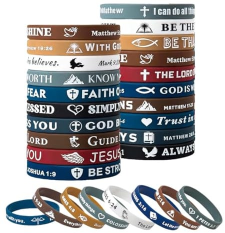 20 Bibelvers Motivationsarmbänder auf Bible Religiöse Jesus Motivierendes Silikonarmband Gummi Silikon Armbänder Gummi Armbänder für Christlich Geschenk Männer Frauen