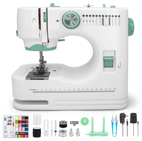 Ykall Electric Sewing Machine for Beginners with 12 Stitches | 6 Presser Feet, Foot Pedal & 2-Speed Control, Adjustable Tension, LED Light, for DIY, Clothing Repair & Home Crafting