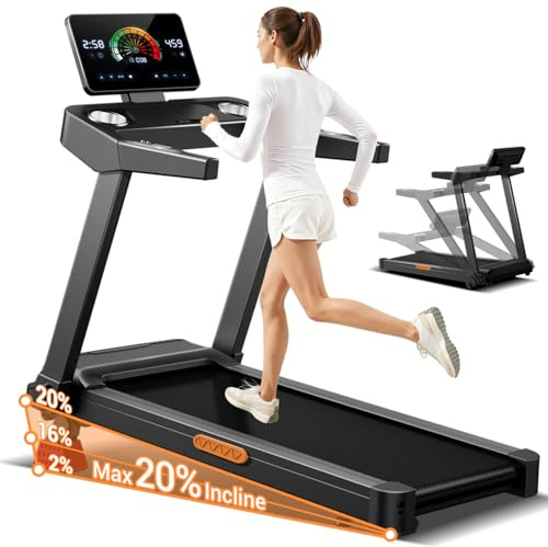 UMAY Laufband für Zuhause mit Manuelle Steigung 16%, 14KM/H | Laufband Klappbar, 3,5-PS-Motor Treadmill for Home, LED ,180KG