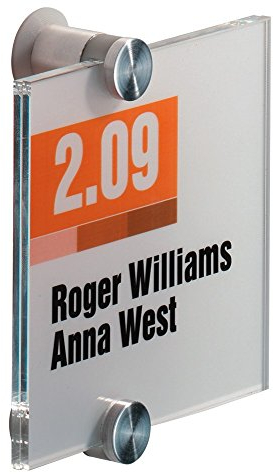 Durable 482019 Identificador para puertas CRYSTAL SIGN 105x105 mm, con incrustación de papel de aluminio imprimible, transparente