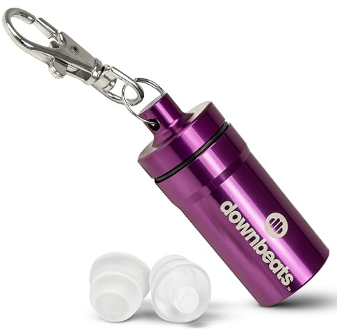 DownBeats Reusable High Fidelity Hearing Protection: Ear Plugs for Concerts, Music, and Musicians (Clear Ear Plugs, Purple Case)