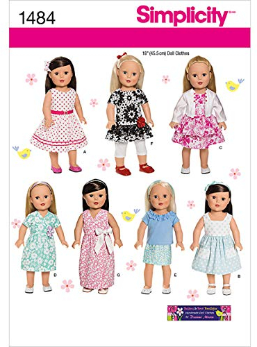 Simplicity 1484 Schnittmuster für Puppenkleidung, für 45,7 cm große Puppen