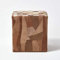 Homescapes Patchwork-Pouf braun-Creme kariert, Sitzwürfel 36x38 cm aus Leder & Fell, Lederhocker handgefertigt aus Recycling-Leder