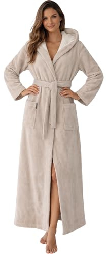 Morgenstern Bademantel Damen Extra Lang Kapuze Frottee Geena Beige XL