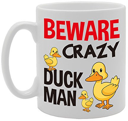Coralgraph Inc MG4276 Beware Crazy Duck Man Novelty Gift Printed Tea Coffee Cermic Mug