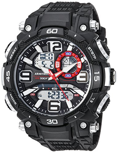 Armitron Sport Men's Analog-Digital Chronograph Resin Strap Watch Black