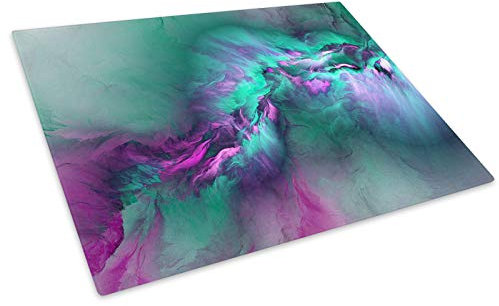 Teal Pink Grey Funky Glass Chopping Board Kitchen Worktop Saver Protector