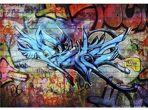 decomonkey - Papier Peint Panoramique Graffiti 400x280 cm - Décoration murale moderne – Tapisserie décorative pour chambre salon - Art mural unique design tendance