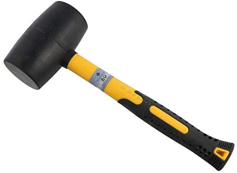 Unibos New 32 Oz Rubber Hammer Mallet Fibreglass Shaft Handle with Grip Workshops Garages Home DIY Purposes