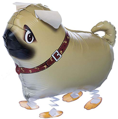 Folienballons Air-Walkers Heliumballons Tierfiguren Helium Luftballons; Dackel Airwalker Hund Ballon mit Leine für Kinder (Mops)