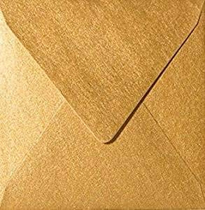 25 / Quadratische/Briefumschläge/Farbe/Gold/Metallic / 14 x 14 cm 140 x 140 mm feuchtklebend Umschläge