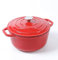 HAWOK Cocotte en fonte émaillée avec couvercle, 5 litres, cocotte ronde profonde avec deux poignées, rouge