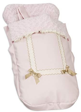Chancelière universelle avec couvre-pieds en polaire, amovible avec fermeture éclair. Lavable en machine. Cuir rose