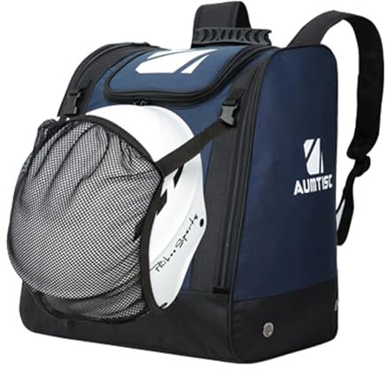 AUMTISC Ski-Rucksack, Ski-Schneeschuh-Tasche, Sportausrüstung, Reisetasche, zur Aufbewahrung von Jacken, Helmen, Schutzbrillen, Handschuhen und Zubehör, Belüftungsösen, Schneeableitung