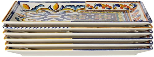 H&H Positano Juego 6 Platos Rectangulares Cerámica 25x15 Cm