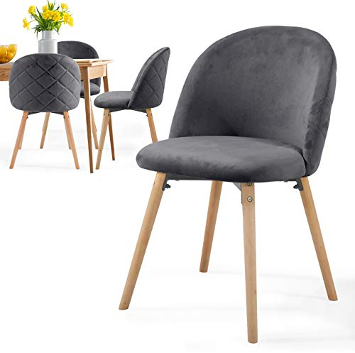 MIADOMODO® Esszimmerstühle - Farbwahl, 2/4/6/8 Set, Sitzfläche aus Samt, Gepolstert, Beine aus Buchenholz, Rückenlehne - Vintage Küchenstuhl, Retrostuhl, Wohnzimmerstuhl