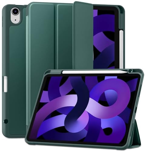 Maledan Hülle für iPad Air 6 11 Zoll 2024 M2/ iPad Air 5 4 (2022/2020 10,9 Zoll) mit Stifthalter, Weich TPU Schutzhülle Auto Schlafen/Wachen, Unterstützt Apple Pencil Pro/2. Gen/USB-C, Kiefern Grün