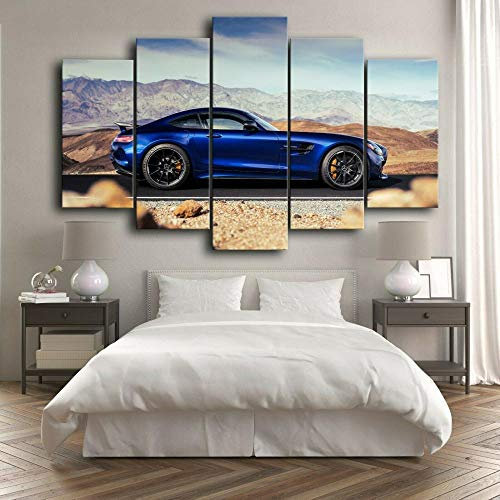 Bilder XXL 5 Teile wandbild leinwandbilder Kunstdrucke Merced Bencar AMG GT Super Car XXL 5 Teiliges Wandbild Mit Rahmen Größe 100x55CM Leinwandbild Wandbilder Cadeau