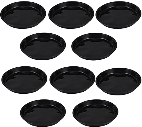 Happyyami 10Pcs Plant Saucer Plastic Garden Flower Pot Saucer Round Flowerpot Trays for Garden Outdoor Flower Indoor Plants Black 24cm