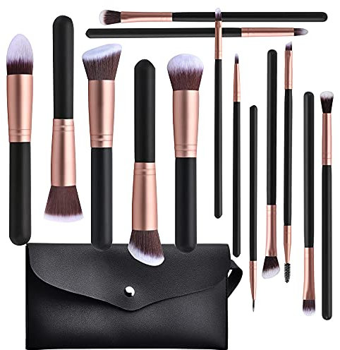 zhurson makeup brushes,14 Pcs rose gold makeup brush set,face and eye brush,suitable for foundation,powder,and eyeshadow.