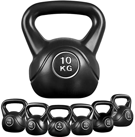 Yaheetech Kettlebell Set HDPE Coated Concrete Kettle Bell Weights Set for Strength Training - Heavy Weight KettleBell for Home Gym Fitness Weight Lifting Bodybuilding, 10kg