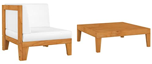 vidaXL Akazienholz Massiv Gartenmöbel 2-TLG. mit Auflagen Ecksofa Tisch Sofa Lounge Sitzgruppe Gartensofa Garten Garnitur Gartenset