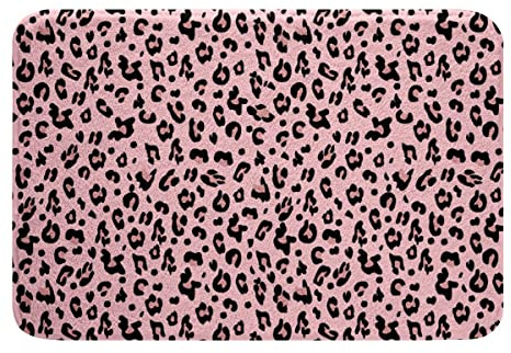 Rosa Leopard Drucken Badematte 40x60cm Wild Tier Gepard Drucken rutschfest Badezimmerteppich Für Kinder Jungen Afrika Tierwelt Badteppiche Luxus Weich Zottelig Badvorleger Schlafzimmer Dekor