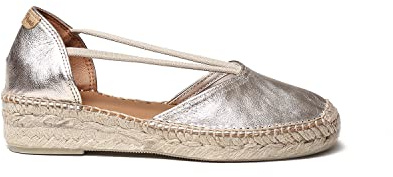 Toni Pons Damen Espadrille aus Leder - ERLA - Platin, 42 EU